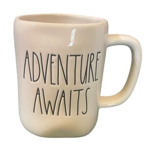 Rae Dunn Artisan Collection Cream Mug - Adventure Awaits Black Lettering